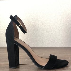 4” Black Ankle Strap Heels